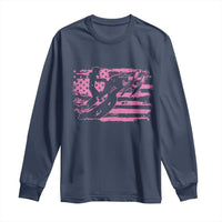 Snowmobile Snowcross Girls Pink American Flag Long Sleeve Shirt - Wonder Print Shop