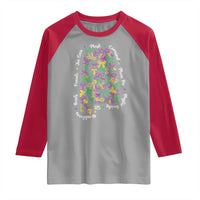 Funny Mardi Gras Alabama Map Coquette Bow Raglan Shirt Moon Pie Carnival Joe Cain Beads