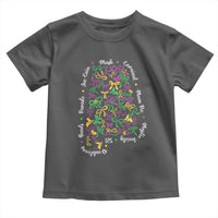 Funny Mardi Gras Alabama Map Coquette Bow Toddler T Shirt Moon Pie Carnival Joe Cain Beads