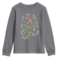 Funny Mardi Gras Alabama Map Coquette Bow Youth Sweatshirt Moon Pie Carnival Joe Cain Beads