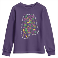 Funny Mardi Gras Alabama Map Coquette Bow Youth Sweatshirt Moon Pie Carnival Joe Cain Beads