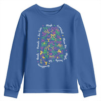 Funny Mardi Gras Alabama Map Coquette Bow Youth Sweatshirt Moon Pie Carnival Joe Cain Beads