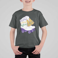 Funny Mardi Gras T Shirt For Kid Rollin' With My Krewe Marching Boots Carnival Party
