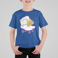 Funny Mardi Gras T Shirt For Kid Rollin' With My Krewe Marching Boots Carnival Party