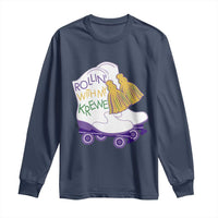 Funny Mardi Gras Long Sleeve Shirt Rollin' With My Krewe Marching Boots Carnival Party