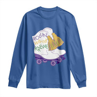 Funny Mardi Gras Long Sleeve Shirt Rollin' With My Krewe Marching Boots Carnival Party