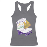 Funny Mardi Gras Racerback Tank Top Rollin' With My Krewe Marching Boots Carnival Party