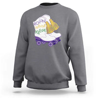 Funny Mardi Gras Sweatshirt Rollin' With My Krewe Marching Boots Carnival Party