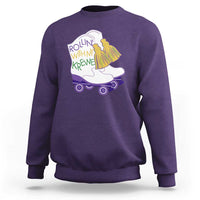 Funny Mardi Gras Sweatshirt Rollin' With My Krewe Marching Boots Carnival Party
