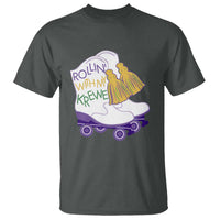 Funny Mardi Gras T Shirt Rollin' With My Krewe Marching Boots Carnival Party