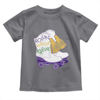 Funny Mardi Gras Toddler T Shirt Rollin' With My Krewe Marching Boots Carnival Party