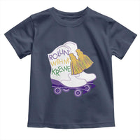 Funny Mardi Gras Toddler T Shirt Rollin' With My Krewe Marching Boots Carnival Party