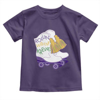 Funny Mardi Gras Toddler T Shirt Rollin' With My Krewe Marching Boots Carnival Party