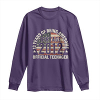 13th Birthday Long Sleeve Shirt Vintage 2012 Official Teenager 13 Years Of Being Awesome American Flag