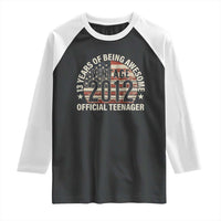 13th Birthday Raglan Shirt Vintage 2012 Official Teenager 13 Years Of Being Awesome American Flag