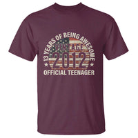 13th Birthday T Shirt Vintage 2012 Official Teenager 13 Years Of Being Awesome American Flag