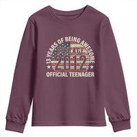13th Birthday Youth Sweatshirt Vintage 2012 Official Teenager 13 Years Of Being Awesome American Flag