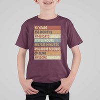 Funny 13th Birthday T Shirt For Kid 13 Years 156 Months 4748 Days Vintage Retro