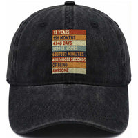 Funny 13th Birthday Washed Cotton Baseball Cap 13 Years 156 Months 4748 Days Vintage Retro