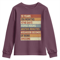 Funny 13th Birthday Youth Sweatshirt 13 Years 156 Months 4748 Days Vintage Retro