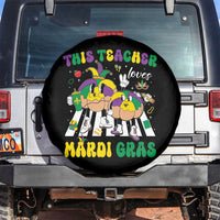 Funny This Teacher Loves Mardi Gras Spare Tire Cover King Cake Jester Hat
