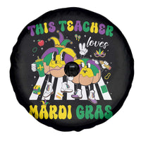 Funny This Teacher Loves Mardi Gras Spare Tire Cover King Cake Jester Hat