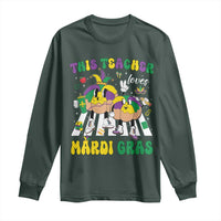 Funny This Teacher Loves Mardi Gras Long Sleeve Shirt King Cake Jester Hat