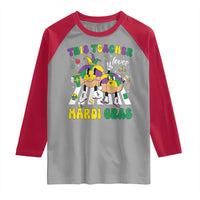 Funny This Teacher Loves Mardi Gras Raglan Shirt King Cake Jester Hat