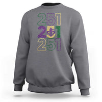 Funny Mobile Mardi Gras 251 Sweatshirt Glitter Print Area Code
