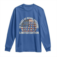 50th Birthday Long Sleeve Shirt Vintage 1975 Limited Edition 50 Years Of Being Awesome American Flag - Wonder Print Shop