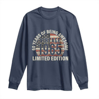 60th Birthday Long Sleeve Shirt Vintage 1965 Limited Edition 60 Years Of Being Awesome American Flag - Wonder Print Shop