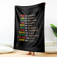 Black History Dream Like Martin Lead Like Harriet Throw Blanket African American Leaders