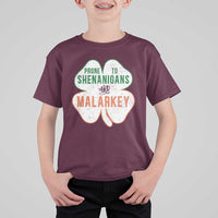 Prone to Shenanigans and Malarkey T Shirt For Kid Funny St Patricks Day Shamrock