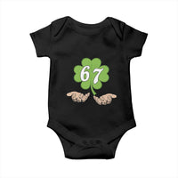 67 St Patricks Day Baby Onesie Six Seven Meme Shamrock Hand Gesture