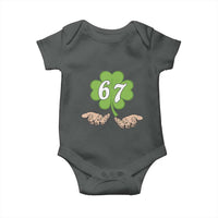 67 St Patricks Day Baby Onesie Six Seven Meme Shamrock Hand Gesture