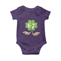 67 St Patricks Day Baby Onesie Six Seven Meme Shamrock Hand Gesture