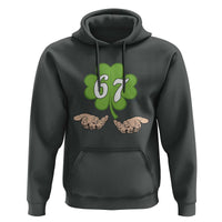 67 St Patricks Day Hoodie Six Seven Meme Shamrock Hand Gesture