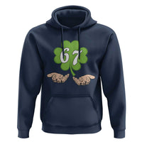 67 St Patricks Day Hoodie Six Seven Meme Shamrock Hand Gesture