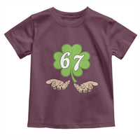 67 St Patricks Day Toddler T Shirt Six Seven Meme Shamrock Hand Gesture