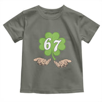 67 St Patricks Day Toddler T Shirt Six Seven Meme Shamrock Hand Gesture