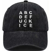 Funny Fuck Ice Protest Resistance Washed Cotton Baseball Cap Political Alphabet Graphic