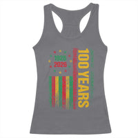 100 Years Of Black History Month Racerback Tank Top African American Centennial Milestone American Flag