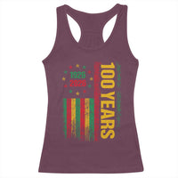 100 Years Of Black History Month Racerback Tank Top African American Centennial Milestone American Flag