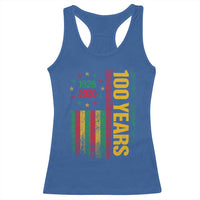 100 Years Of Black History Month Racerback Tank Top African American Centennial Milestone American Flag