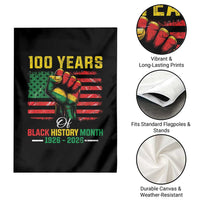100 Years Of Black History Month Garden Flag Hand Fist African American Milestone American Flag