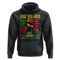 100 Years Of Black History Month Hoodie Hand Fist African American Milestone American Flag