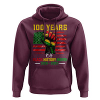 100 Years Of Black History Month Hoodie Hand Fist African American Milestone American Flag