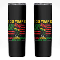 100 Years Of Black History Month Skinny Tumbler Hand Fist African American Milestone American Flag