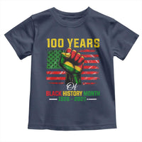 100 Years Of Black History Month Toddler T Shirt Hand Fist African American Milestone American Flag