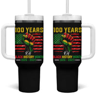 100 Years Of Black History Month Tumbler With Handle Hand Fist African American Milestone American Flag